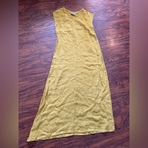 Prairie Underground Linen Sleeveless Mustard Yellow Maxi Dress | Size Small - Picture 3 of 5